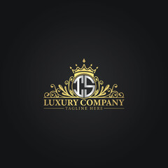 Luxury Monogram Logo with Crown and Flourish Design