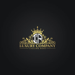 Luxury Monogram Logo with Crown and Flourish Design