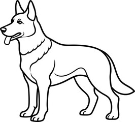 German Shepherd Dog Line art Contour vector illustration Continuous line drawing.
