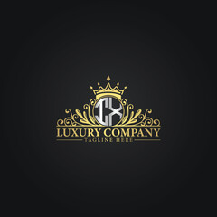 Luxury Monogram Logo with Crown and Flourish Design