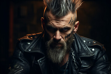 Obraz premium Brutal metal music lover rocker band member diversity age, cool punk style, Generative AI photo