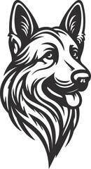 German shepherd dog in different poses on a white background objects silhouette illustration.