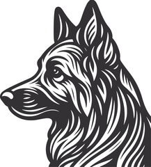 Fototapeta premium German Shepherd Dog Line art Contour vector illustration Continuous line drawing.