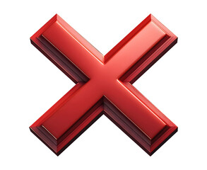 Fototapeta premium Shiny Red X Sign on Black Surface