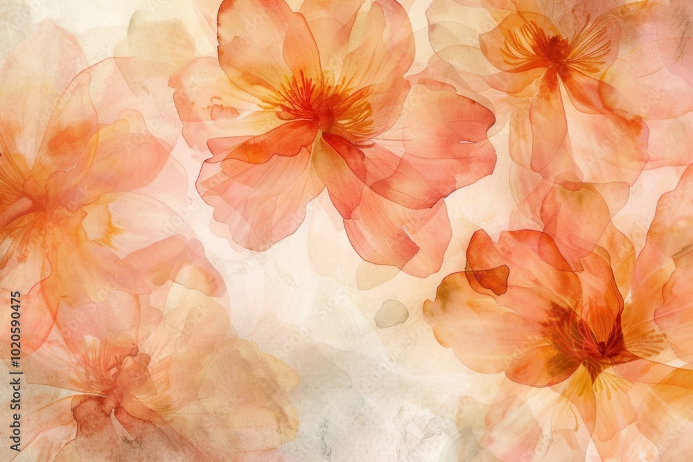 Poster Soft hues of watercolor flowers gently blend together, evoking a sense of calm and beauty, ideal for art and design inspiration. Generative AI