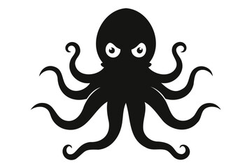 A Vector Illustration of an octopus silhouette in black color, a vector art illustration