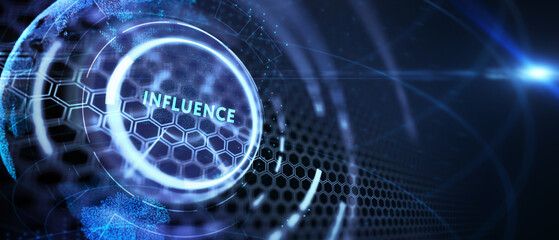 Influencer marketing concept. Business, Technology, Internet and network concept. 3d illustration