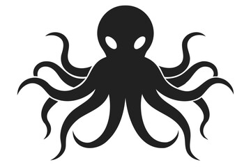 A Vector Illustration of an octopus silhouette in black color, a vector art illustration
