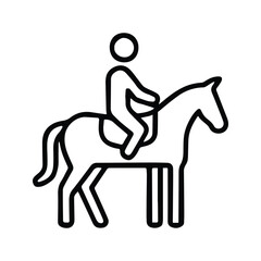 Horseman silhouette. Equestrian sport icon. Horse Riding Training. Adjustable thin line. Editable stroke.
