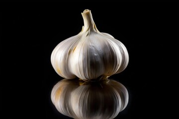 Obraz premium Single Garlic Clove Isolated on Black Background