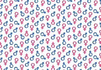 Gender seamless pattern male and female isolated on white background. Repeating vector background.