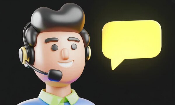 Friendly cartoon customer service rep ready to help with questions.