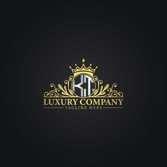 Luxury Crown Logo with Elegant Flourishes and Monogram