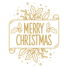 Merry Christmas png badge, transparent background