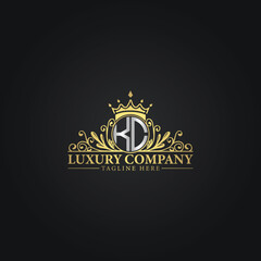 Luxury Crown Logo with Elegant Flourishes and Monogram