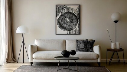  Japandi, minimalist interior design of modern living room