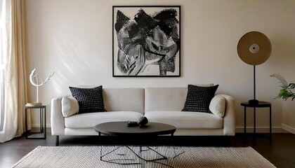  Japandi, minimalist interior design of modern living room