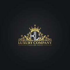 Luxury Crown Logo with Elegant Flourishes and Monogram