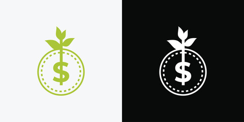 Dollar sprout, Funding logo, Growing money symbol vector illustration