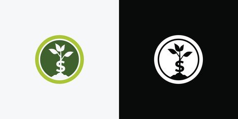 Dollar sprout, Funding logo, Growing money symbol vector illustration