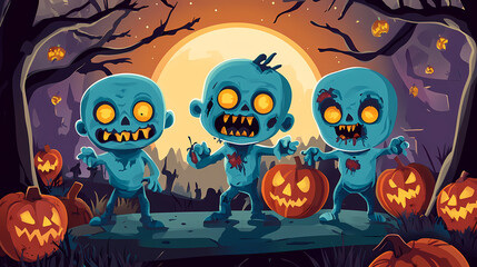 Halloween invitation to Cute cartoon zombie party vector image