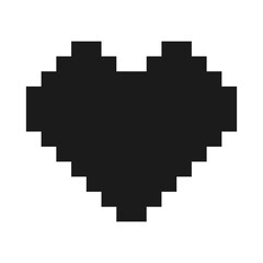 Pixelated heart PNG sticker, black design icon