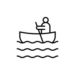 Canoeing outline icons, minimalist vector illustration ,simple transparent graphic element .Isolated on white background