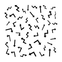 Various-arrows-scattered-on-a-white-background.Vector-illustration