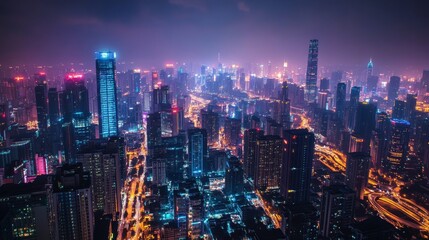 city skyline at night