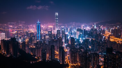 city skyline at night