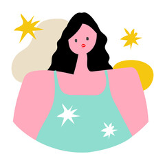 Woman character png collage element, retro feminine illustration in colorful design