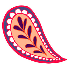 Paisley flower png sticker, color traditional Indian illustration