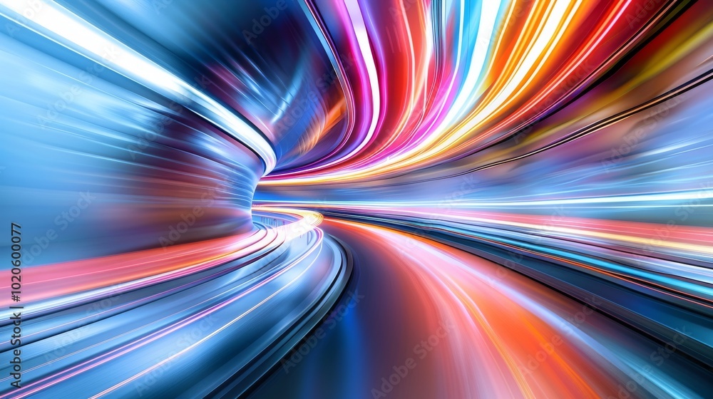 Poster Colorful Tunnel Light Effects Creating Dynamic Patterns and Reflections
