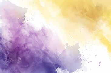 Obraz premium Watercolor background with white canvas, purple and yellow colors, pastel watercolor style