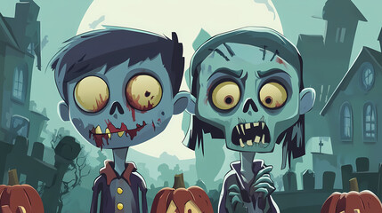 Halloween invitation to Cute cartoon zombie party vector image