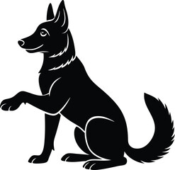 German shepherd dog in different poses on a white background objects silhouette illustration.