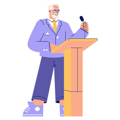 Older Businessman. Flat Vector Illustration