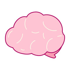 Pink brain png sticker, cute cartoon design, transparent background