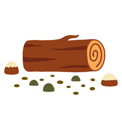 Log png sticker, nature illustration, transparent background
