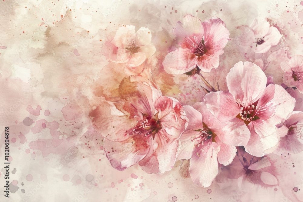 Poster delicate flowers in soft tones blend harmoniously, creating an enchanting display of natural beauty 