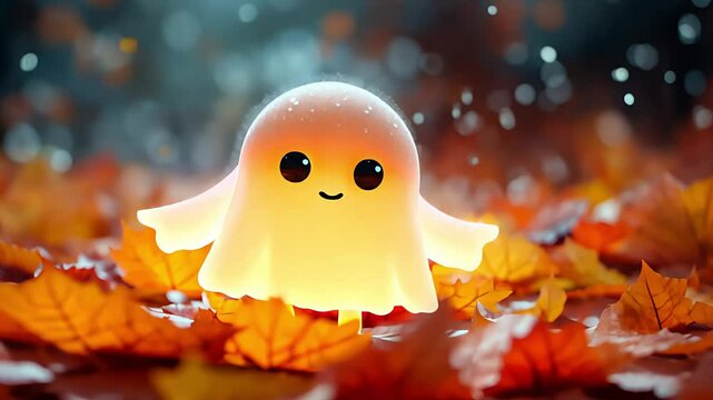 Cute funny dancing ghost. Created with generative AI.