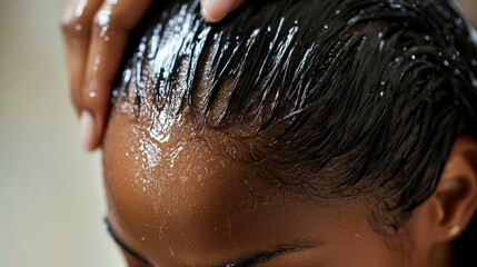 Caring for wet hair with a moisturizing treatment
