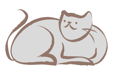 Sitting cat png sticker, pastel doodle in aesthetic design on transparent background