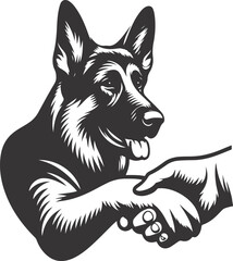 German shepherd dog in different poses on a white background objects silhouette illustration.