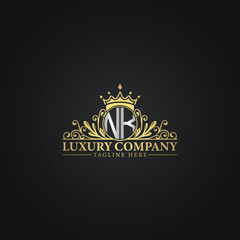 Luxury Monogram Logo with Crown and Flourish Design