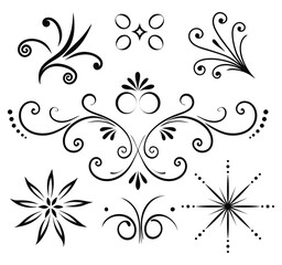 Collection of vector illustrations featuring various floral decorative lines, perfect for invitations, certificates, and decorative projects.