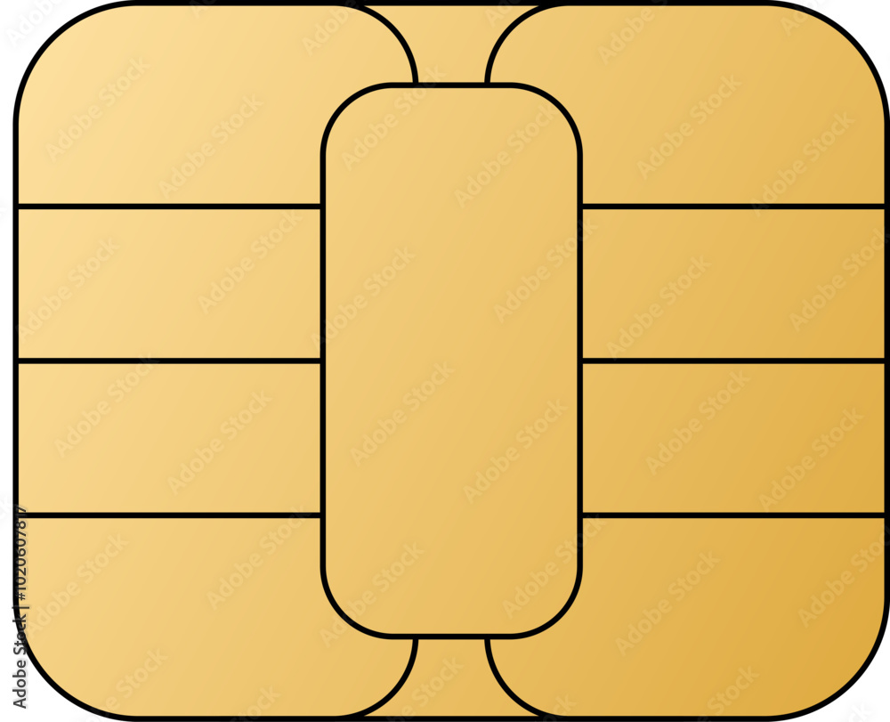 Poster emv chip golden vector icon. contactless payment at terminals and atms. set line nfc symbol. square 