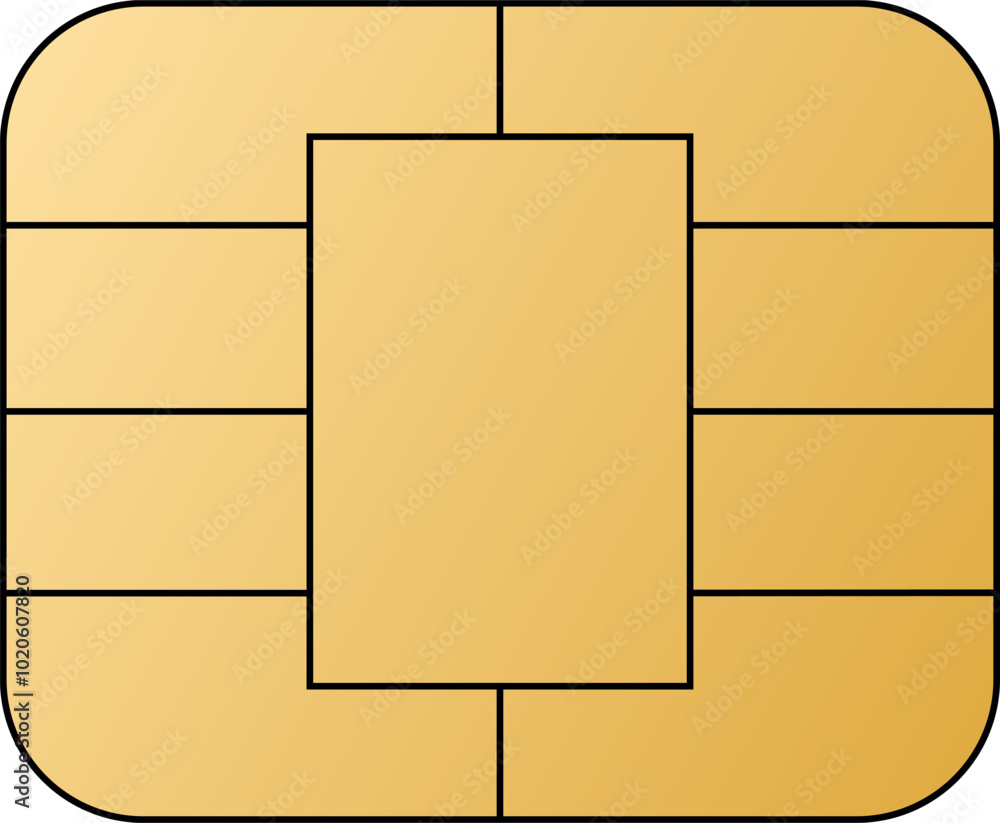 Aufkleber emv chip golden vector icon. contactless payment at terminals and atms. set line nfc symbol. square 