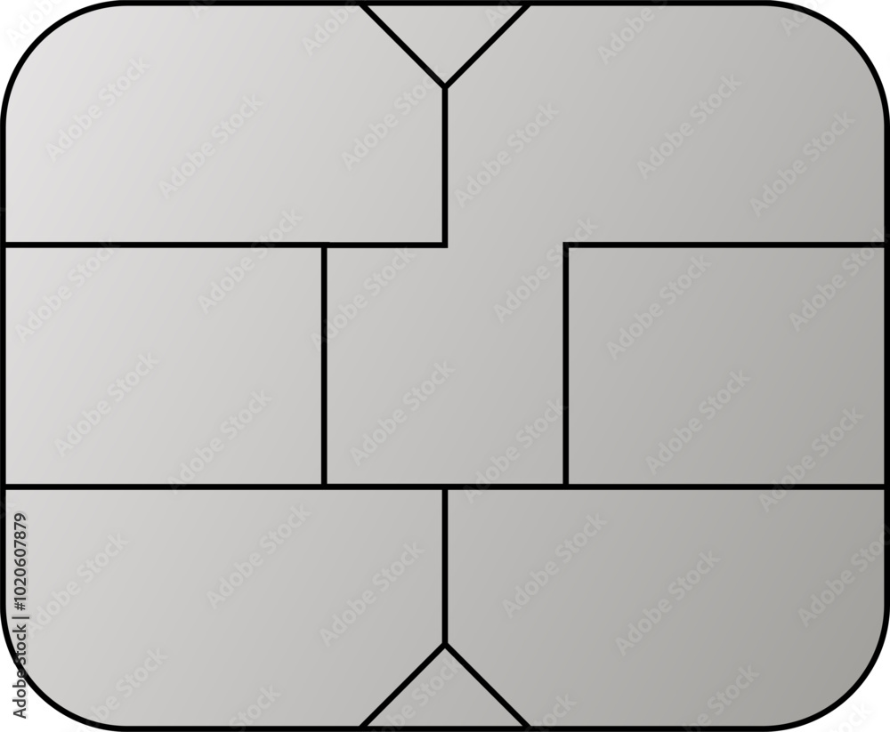 Poster emv chip silver vector icon. contactless payment at terminals and atms. square computer microchips f