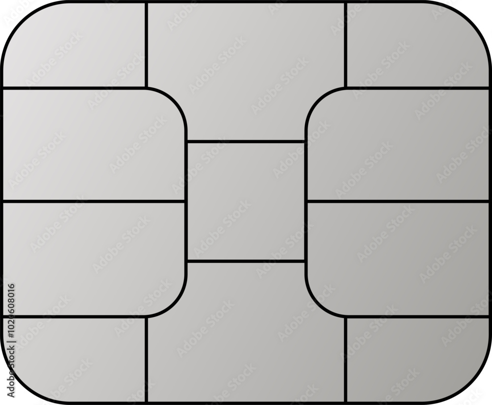 Poster emv chip silver vector icon. contactless payment at terminals and atms. square computer microchips f